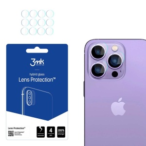 [Pachet 4x] Folie camera pentru iPhone 14 Pro / 14 Pro Max, 3mk Lens Protection, Transparenta