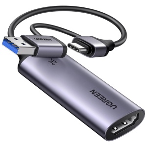 Placa de captura video Slim USB/Type-C la HDMI, 2K@30Hz, 5Gbps, Ugreen CM629, Gri