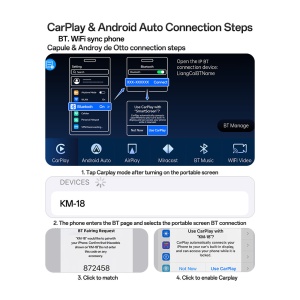 Radio auto wireless, Ecran 9 inch, Dual HD Camera, CarPlay, Android Auto, Yesido, Negru - Img 4
