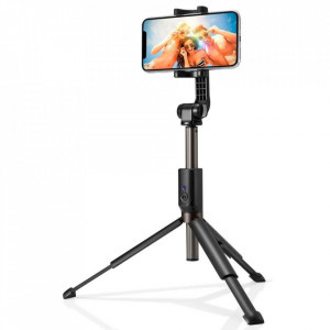 Selfie Stick cu Bluetooth remote si Trepied, Spigen - Negru - Img 1