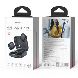 Set 2 microfoane lavaliera wireless, 3in1 Lightning, Noise Reduction, 2.4GHz, Yesido, Negru - Img 7