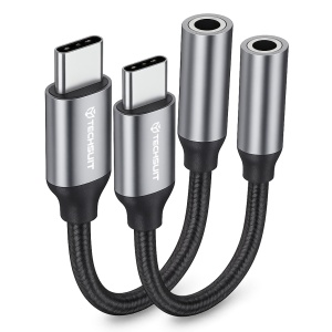 Set 2x Adaptoare Audio, FuseXound AC12, Type-C, Hi-Fi + 3A, Gri