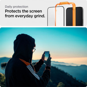 [SET 2x] Folie iPhone 15, Spigen Glass.TR Align Master - Negru - Img 6
