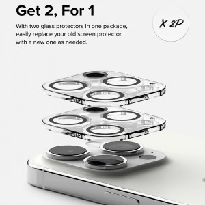 [Set 2x] Folii camera iPhone 15 Pro, Ringke Camera Protector Glass - Clear - Img 3