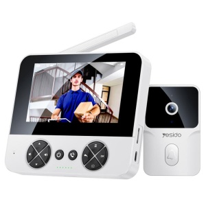 Sonerie Video Intercom Wireless, Camera 2K, Unghi 180 Grade, Ecran 4.3 inch, 1000mAh, Yesido, Negru