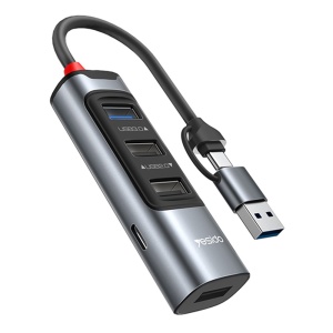 Statie de andocare 5in1, USB si Type-C, PD 100W, 5Gbps, Yesido, Gri