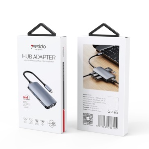 Statie de andocare, USB-C la USB 3.0, SD/TF, RJ45 100Mbps, PD 80W, Aliaj aluminiu, Yesido, Gri - Img 7
