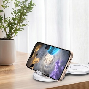 Statie incarcare wireless 5in1, 15W, MagSafe, Pliabila, Suport telefon, Yesido, Alb - Img 2