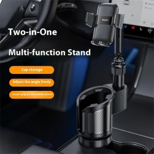 Suport auto 2 in 1, Suport pahar si telefon, Brat flexibil, 4.7-7.2 inch, Yesido, Negru - Img 2