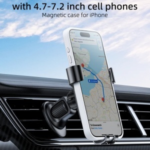 Suport auto telefon, Grila ventilatie, Gravitational, Rotire 360, Yesido, Negru - Img 7