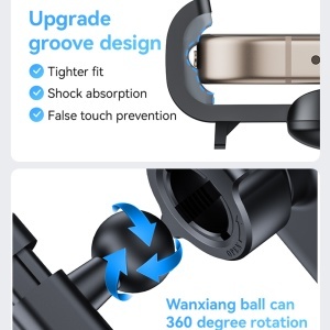 Suport auto telefon, Grila ventilatie Mercedes, Rotativ 360, ABS si Silicon, Yesido, Negru - Img 3