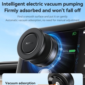 Suport auto telefon, Ventuza electrica, Rotire 360 grade, Panou de bord, Yesido, Negru - Img 4