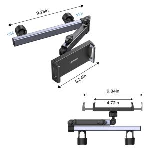 Suport cu Prindere de Tetiera pentru Telefon, Tableta 4.7" - 9.84", Rotire 360┬░, Extensibil, Ugreen LP904, Negru - Img 7