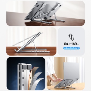 Suport laptop, 7 niveluri ajustabile, Aliaj aluminiu, 13-20 inch, Yesido, Argintiu - Img 5