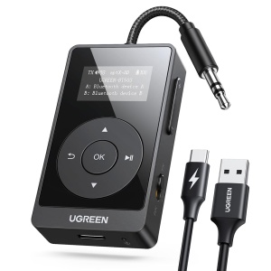 Transmitator Audio, Bluetooth 5.3, Type-C, Jack 3.5mm, 300mAh, Led Display, Ugreen BT503, Negru
