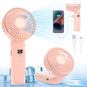 Ventilator Portabil cu Display LED, 6 Viteze, USB-C, 5000mAh, Compact si Eficient, Alb - Img 3