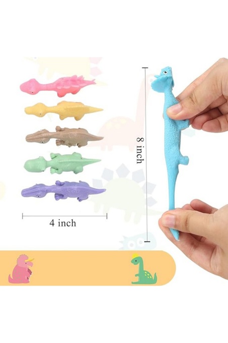 Set 12 dinozauri amuzanti, tip prastie multicolori, copii peste 2 ani