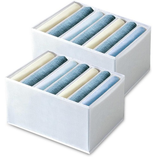 Cutie organizator dulap, 7 compartimente, pliabil, alb, set 2 bucati