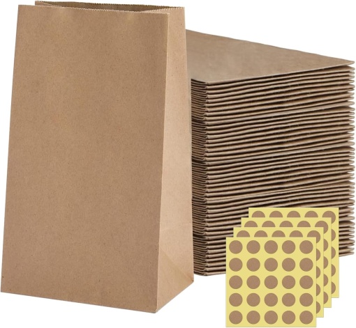 Set 100 pungi mici de hârtie pentru împachetarea cadourilor, 9 x 18 x 5,5 cm