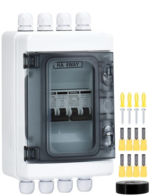 Set 2 sigurante DC 12V, sistem solar PV curent continuu 6A 2 poli DC12V-DC400V sau AC110-400V cu carcasă impermeabilă IP65