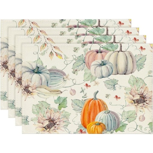 Set de 4 naproane, model toamna, dovleac, 30 x 45 cm