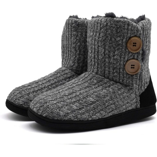 Ghete tricotate, pentru femei, KuaiLu, imblanite, spuma memorie, gri, 40-41 EU