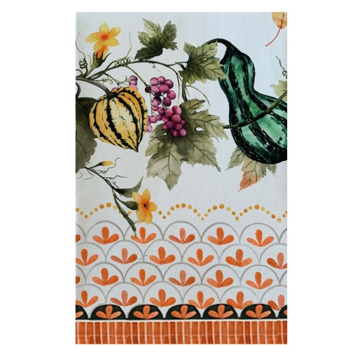 Traversa de masă model cu dovleac, crem, 50cm x 150cm