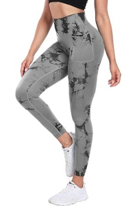 Colanti sport pentru femei cu buzunare, push-up, talie înalta, yoga, fitness, sala de sport, gri deschis, S