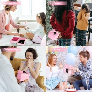 Cutie cu 9 trandafiri artificiali, cu colier, pentru ziua mamei, cadou original pentru femei, Ziua indrăgostitilor - Img 4