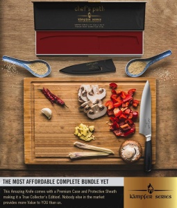 Cutit de bucătar Chef s Path, pentru carne, 20 cm din otel inoxidabil german cu mâner ergonomic, cutie cadou - Img 4