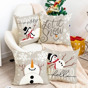 Fete de perna decorative, 45x45, 4 bucati, decoratiune de Craciun, Let it snow - Img 5