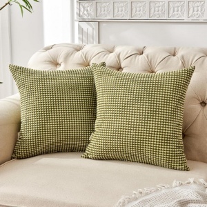 Fețe de pernă decorative 45x45 cm, set 2 buc, velur, verde - Img 1
