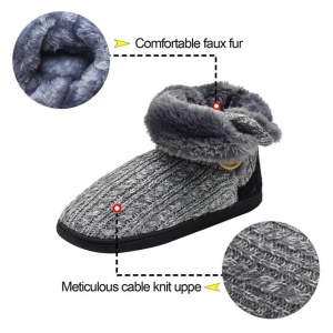 Ghete tricotate, pentru femei, KuaiLu, imblanite, spuma memorie, gri, 40-41 EU - Img 4