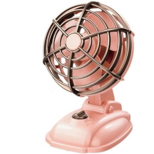 Mini ventilator vintage, de birou, alimentare USB cu 2 viteze, unghi reglabil, roz