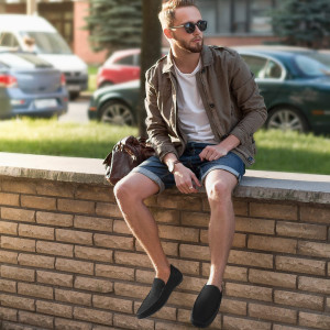 Mocasini slip-on pentru bărbați, negru, 41, Bruno Marc - Img 2
