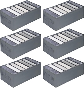 Organizatoare de garderobă 6 buc, 34x17x12cm, 7 compartimente, gri