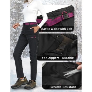 Pantaloni softshell pentru femei, captuseala fleece, pentru iarnă, impermeabili, termici, L - Img 4