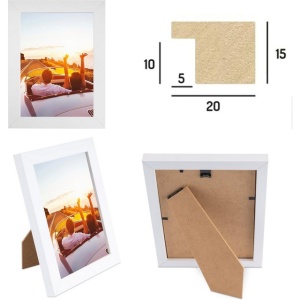Rame foto, set 2 bucati, 13x18 cm, din lemn MDF, plexiglas rezistent la spargere, alb - Img 6
