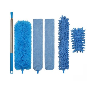Set curatenie 6 piese microfibra, maner retractabil din otel inoxidabil - Img 1