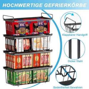 Set de 4 cosuri congelator, organizatoare cu mânere (36,3 x 17,8 x 15,2 cm) - Img 5