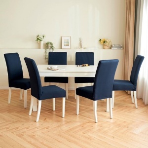 Set de 6 huse detasabile pentru scaune, lavabile, durabile, moderne, bleumarin - Img 6