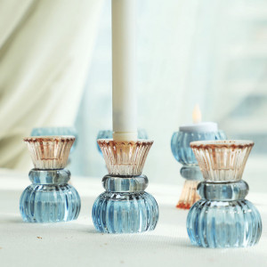 Set de 6 suporturi de lumânări din sticlă, înălțime 8cm - Img 2