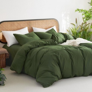 Set lenjerie de pat, husa de pilota din bumbac Oeko-Tex 240 x 260 cm cu 2 fete de perna 65x65cm – Verde închis