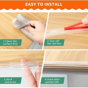 Set protectie transparenta pentru colturi, din silicon, 4 colturi si 3m banda silicon, autoadeziva - Img 3