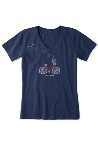 Tricou Life is good, dama, bicicleta, bleumarin, S