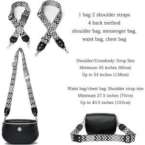 Geantă pentru femei tip crossbody neagră, cu floare, curea lata - Img 6