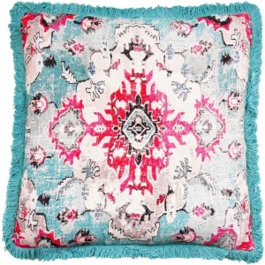 Husă de pernă de meditație Mandala, 65x65cm cu franjuri, din bumbac, Boho Chic imprimată - Img 1