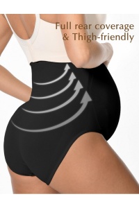 Lenjerie intima pentru gravide, modelatoare cu talie înalta, fara cusaturi, set 2 bucati – Negru S - Img 5