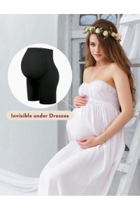 Lenjerie modelatoare gravide, pantalon scurt, fara cusaturi, cu talie înalta si suport pentru abdomen, Negru, M - Img 4