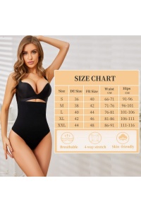 Lenjerie modelatoare premium, tip chilot tanga cu burtiera, talie inalta, efect subtiere a taliei, compresie abdomen, elastica, Negru, S - Img 2
